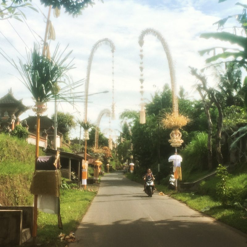 Village et ses penjors, Galungan, Bali